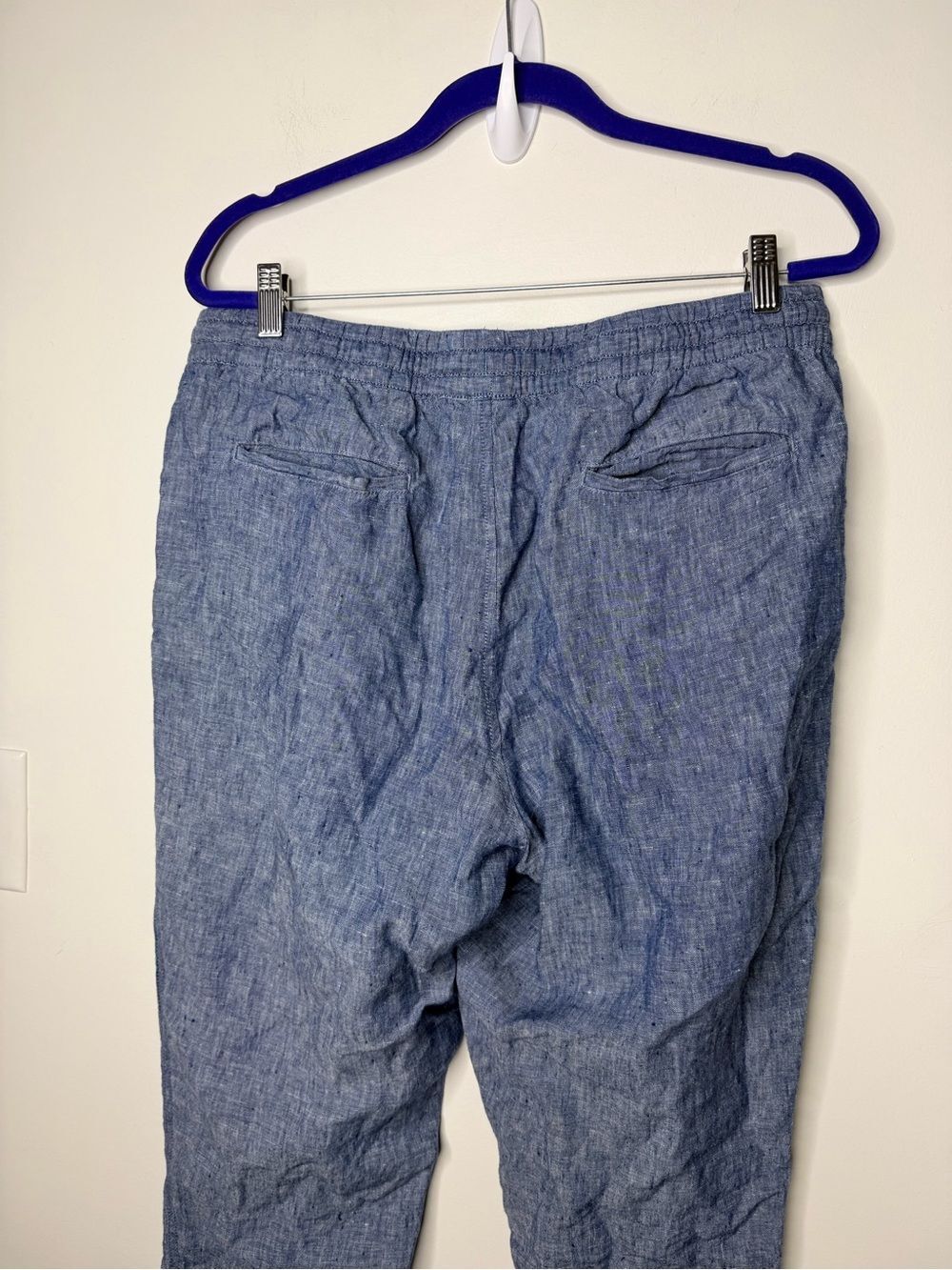 LL Bean Premium Linen Pull-On Ankle Pants, Mid-Rise Tapered-Leg coastal resort - Picture 5 of 10